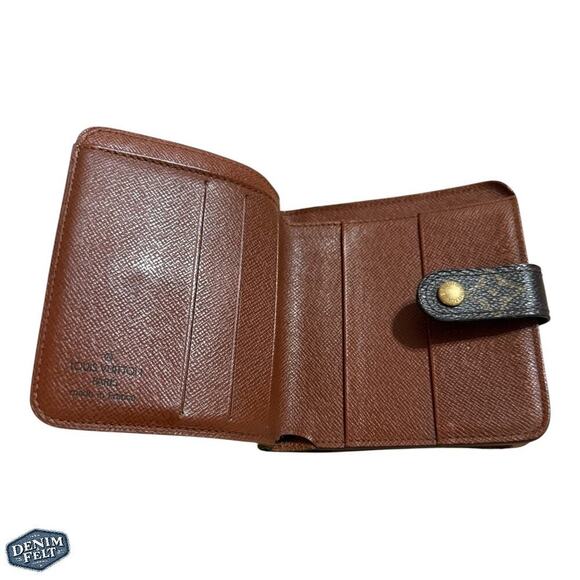 Louis Vuitton Brown/Tan LV Monogram Compact Snap/Zip Around Wallet - Picture 3 of 12